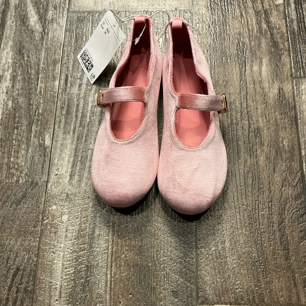 H&M Light Pink Velvet Mary Jane Shoes for Kids Size 13.5 - Picture 5 of 12
